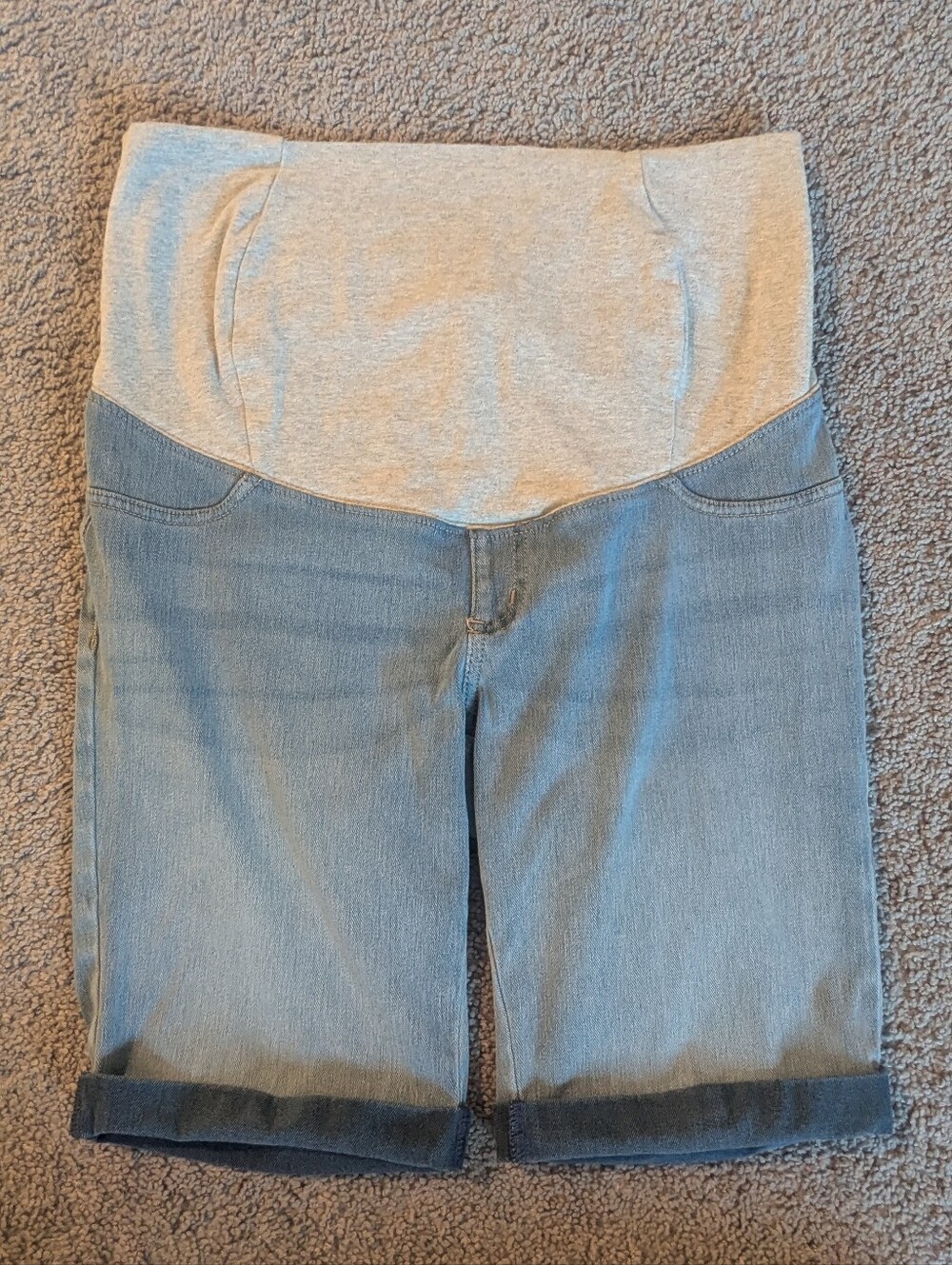 Maternity Denim Shorts with Soft Grey Belly Panel